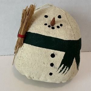 Classic Snowman Chirstmas Tree Ornament Painted Cloth painted Scarf + Eyes